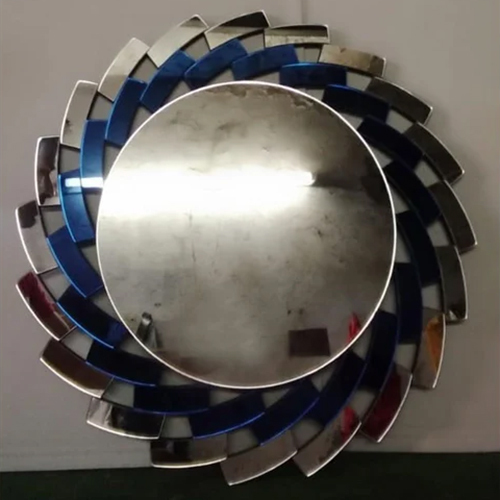 Mdf Glass Mirror - Color: Silve And Blue