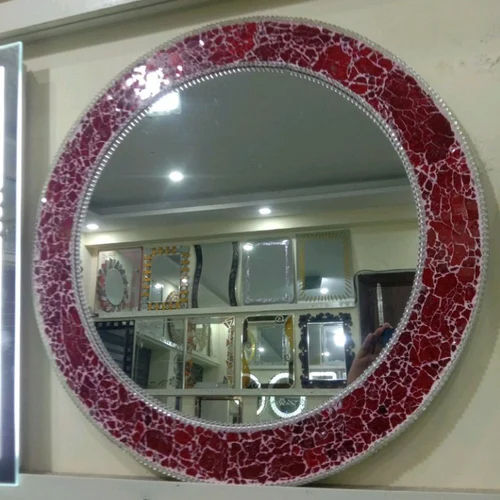 3Mm Round Glass Mirror - Color: Red And Silver