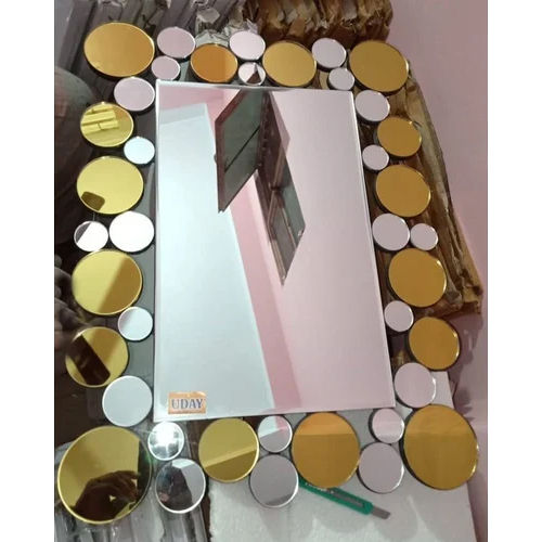 Decorative Mdf Glass Mirror - Color: Silve And Golden