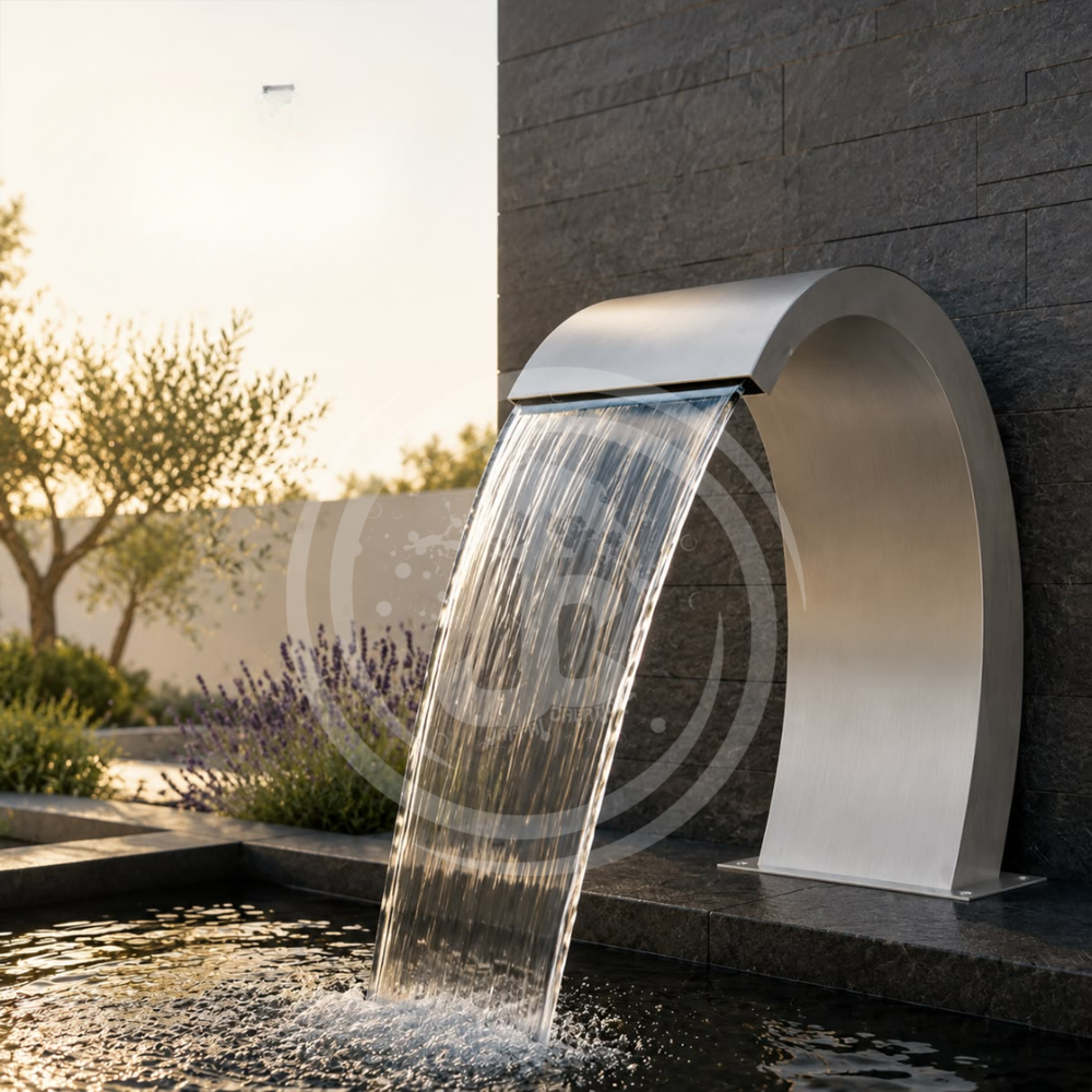 Outdoor Spillway Fountain - Color: Metallic Silver