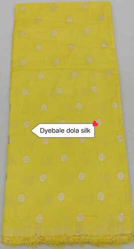 Pure Dyeble Dola Silk Wescose Fab - 100% Silk Yellow Color Smooth Texture Machine Washable | Quick Dry Printed Design Ideal for Summer Party Wear