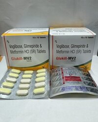 Glukill-mv2 Tablets - Voglibose 0.2mg, Glimepiride 2mg & Metformin Hydrochloride 500mg | Effective, Safe, Sustained Release Tablets