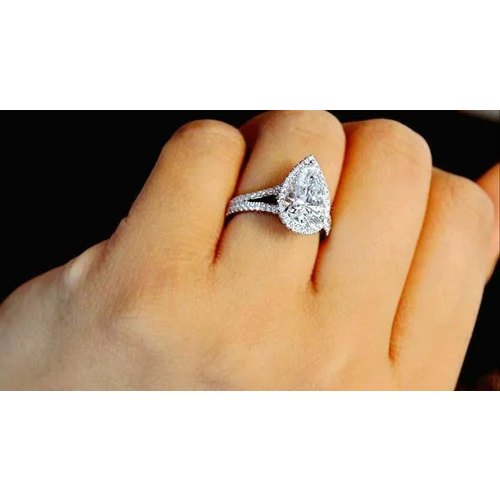 Pear Cut Diamond Solitaire Engagement Ring