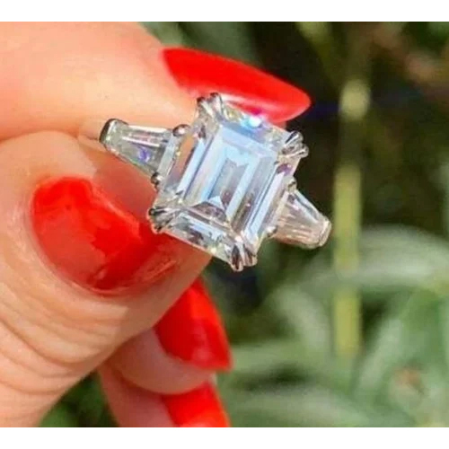 Baguette Cut Diamond Solitaire Engagement Ring