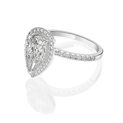 Pear Cut Diamond Solitaire Engagement Ring