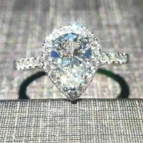 Pear Cut Diamond Solitaire Engagement Ring