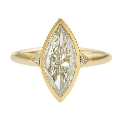 Marquise Cut Diamond Solitaire Engagement Ring - Natural Diamond , Elegant Marquise Shape