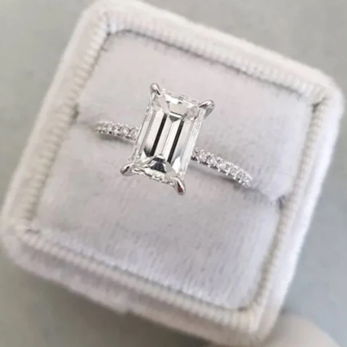 Baguette Cut Diamond Solitaire Engagement Ring