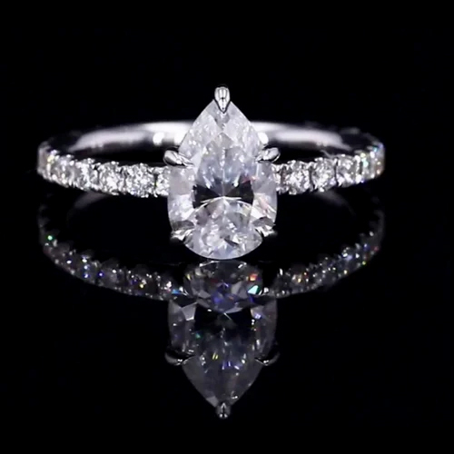 Pear Cut Diamond Solitaire Engagement Ring