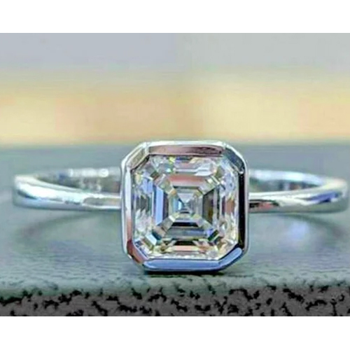 Asscher Cut Diamond Solitaire Engagement Ring