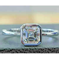Asscher Cut Diamond Solitaire Engagement Ring - Natural White Diamond, Very Good Cut Quality | Elegant And Timeless Design