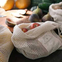 Cotton Mesh Drawstring Bag - Color: Different Available