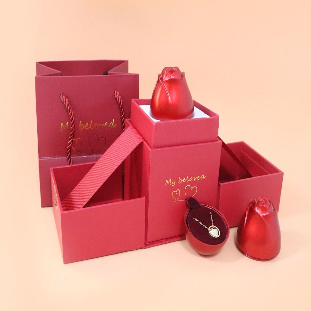 Fancy (Rose) Ring Box - Color: Red