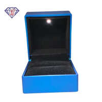 Ring Box With Led Light - Plastic Material, Square Shape, Matte Lamination Finish, Blue Color | Ideal For Jewelry Display With 1-year Warranty