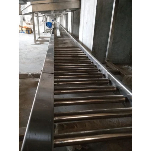 Silver Industrial Stainless Steel Roller Conveyor