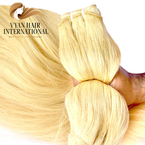 Large Stock Double Drawn Human Hair Extension Color Blonde Bulk Hair Bundles Lengths 10 To 40 Inch