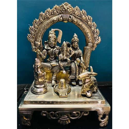 Gloss Black Brass Shiva Parivar Statue