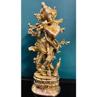 Brass Krishna Statue - High Quality Brass, 8 Inches Tall, Polished Golden Finish | Durable, Intricate Design, Perfect For Home Or Office Decor