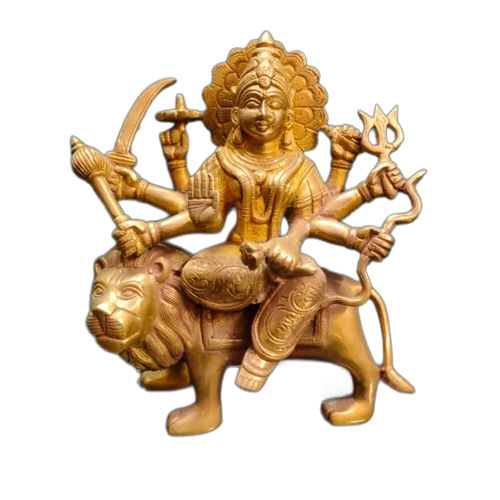 Golden 12 Inch Brass Durga Mata Statue