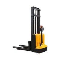 Semi Electric Stacker - Load Capacity 1000kg, Lifting Height 1600mm, Adjustable Fork Legs , New Yellow Finish, 12 Month Warranty