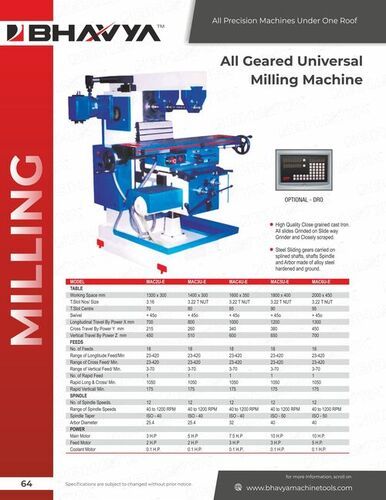 All Geared Universal Milling Machine