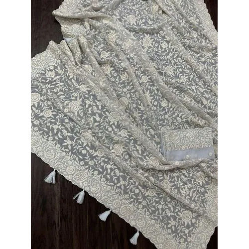 Parsigara Pure Georgette Chikankari Saree