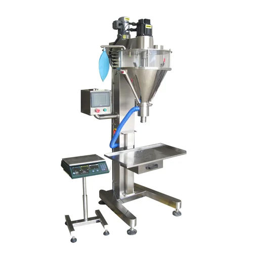 White Semi Automatic Powder Filling Machine