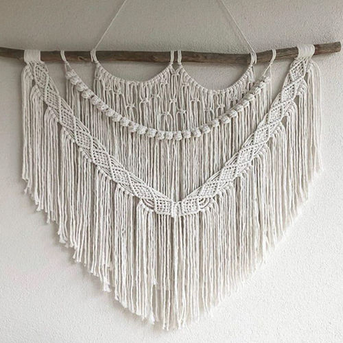 White V Shaped Macrame Wall Hanging