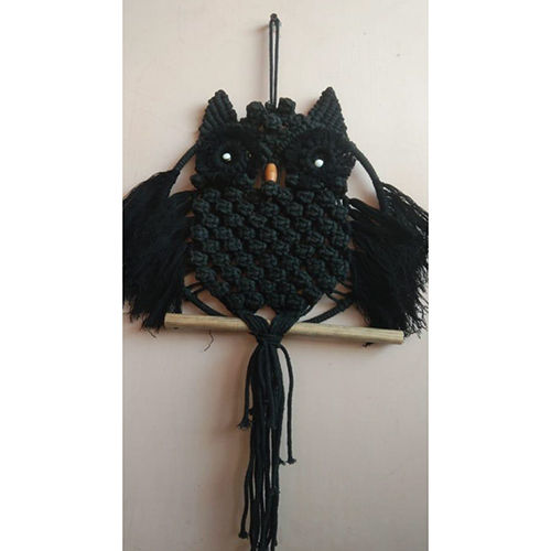 Owl Black Macrame Wall Hanging