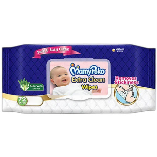 White Mamy Poko Extra Clean Baby Wipes