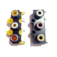 Triple Rca Socket - Abs Construction, 3 Pin Design - Elegant Black Color, Durable And Versatile For Audio And Video Connections