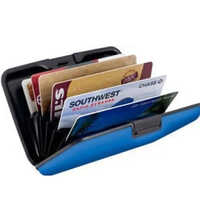 Plastic Waterproof Credit Card Holder - Metal Construction, Compact Size, Sleek Blue Finish | Unisex Design, Lightweight, Warranty Included