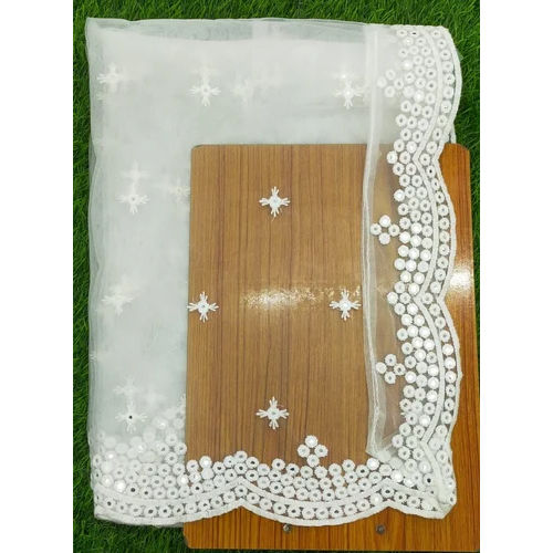 White Embroidery Work Dupatta