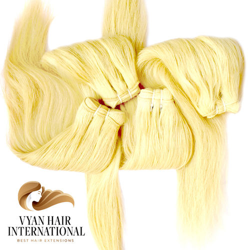 Blonde Color Human Hair Weft Bundles Sourced From Temple Single Drawn Hair Extensions Wholesale