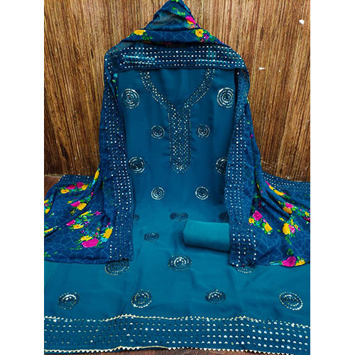 Embroidered Blue Suit Dress Material