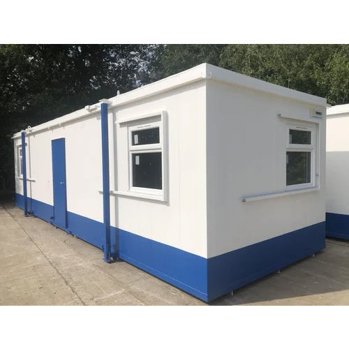 White-Blue Steel Portable Office Cabin