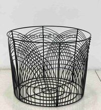 Stylish black laundry basket in iron with matte black powder coated finish