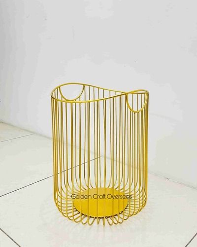 Modern Contemporary Golden Basket Iron Made Powder Coated Finish - Color: Gold