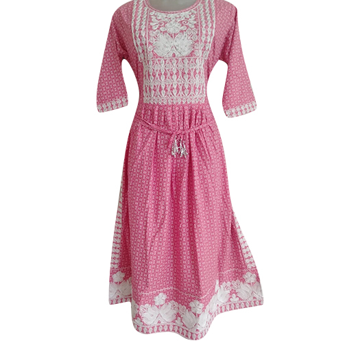 Ladies Pink Naira Kurti With Pants