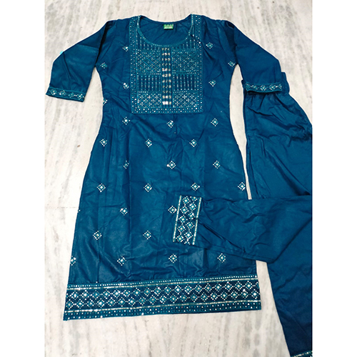 Ladies Blue Straight Kurti With Pants