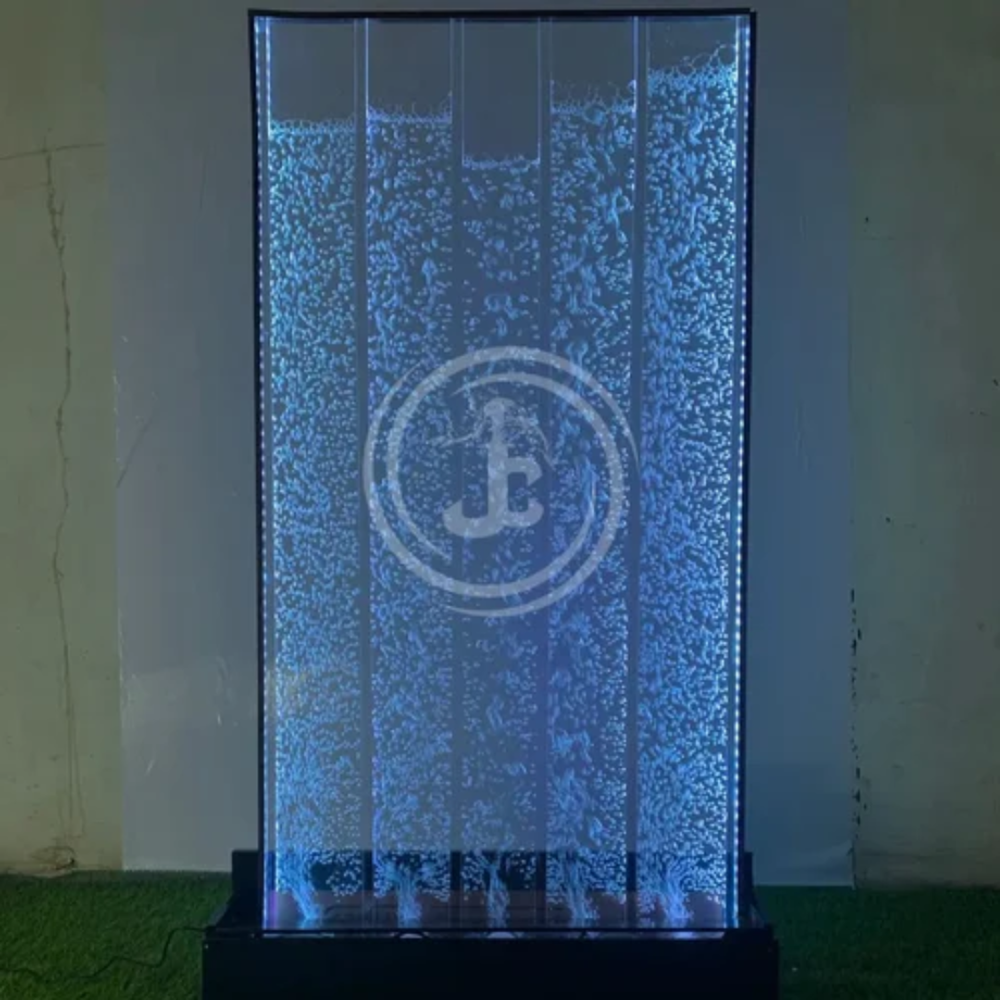 Acrylic Bubble Wall Fountain - Variable Dimensions, Blue | Multi-Color LED Lighting, Indoor Water Feature for Restaurants, Hotels, and SPAs