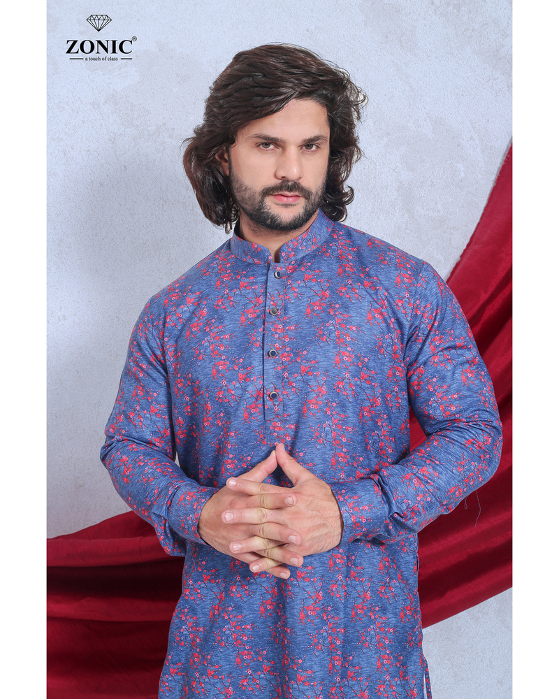 Printed Kurta Pyjama Sets For Men - Color: 5 Color