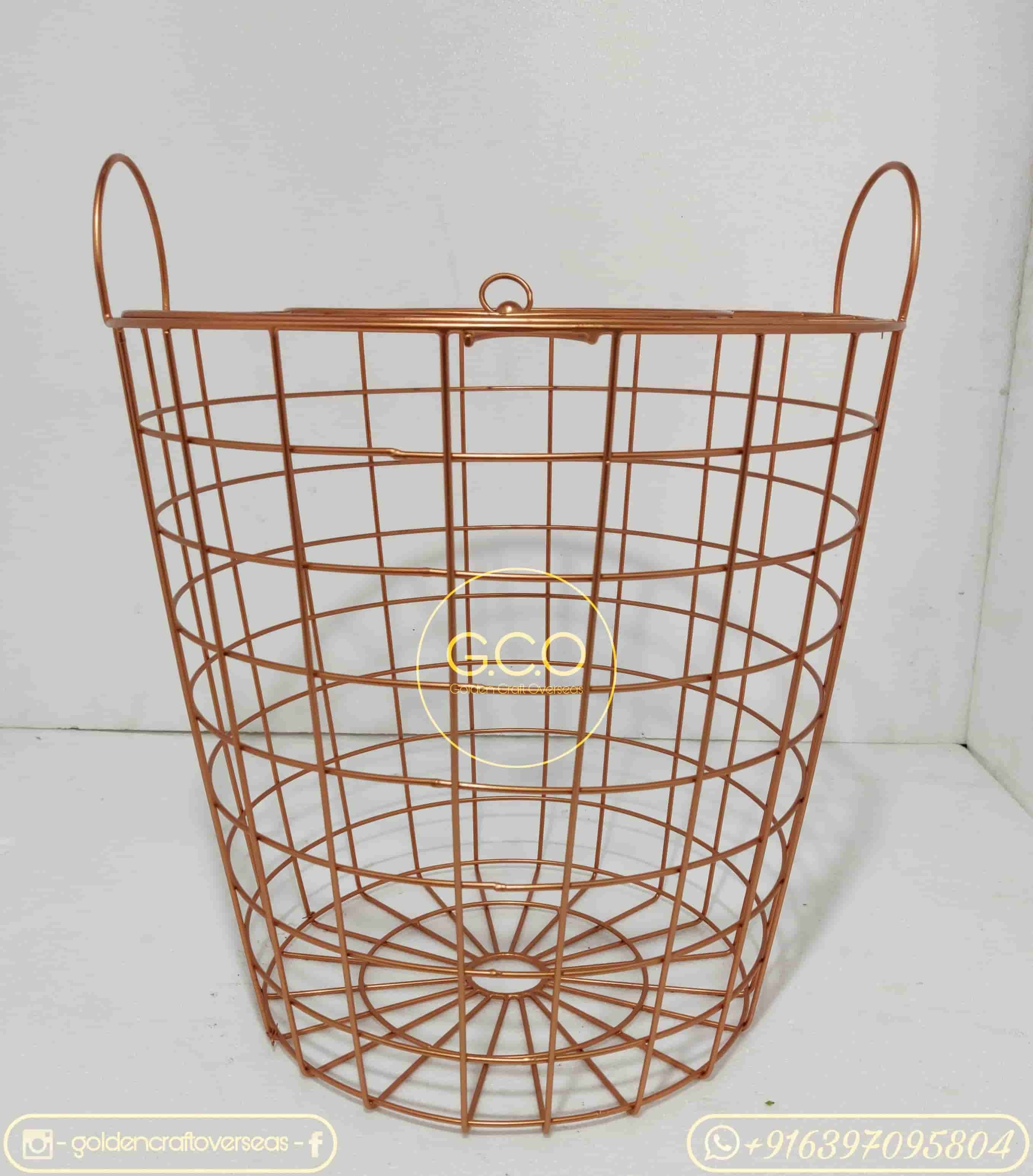 Modish Basket with Lid in Rose Gold Powder Coated finish for laundry and storage purposes