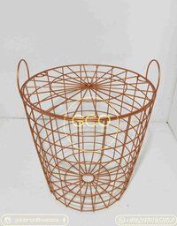 Modish Basket with Lid in Rose Gold Powder Coated finish for laundry and storage purposes