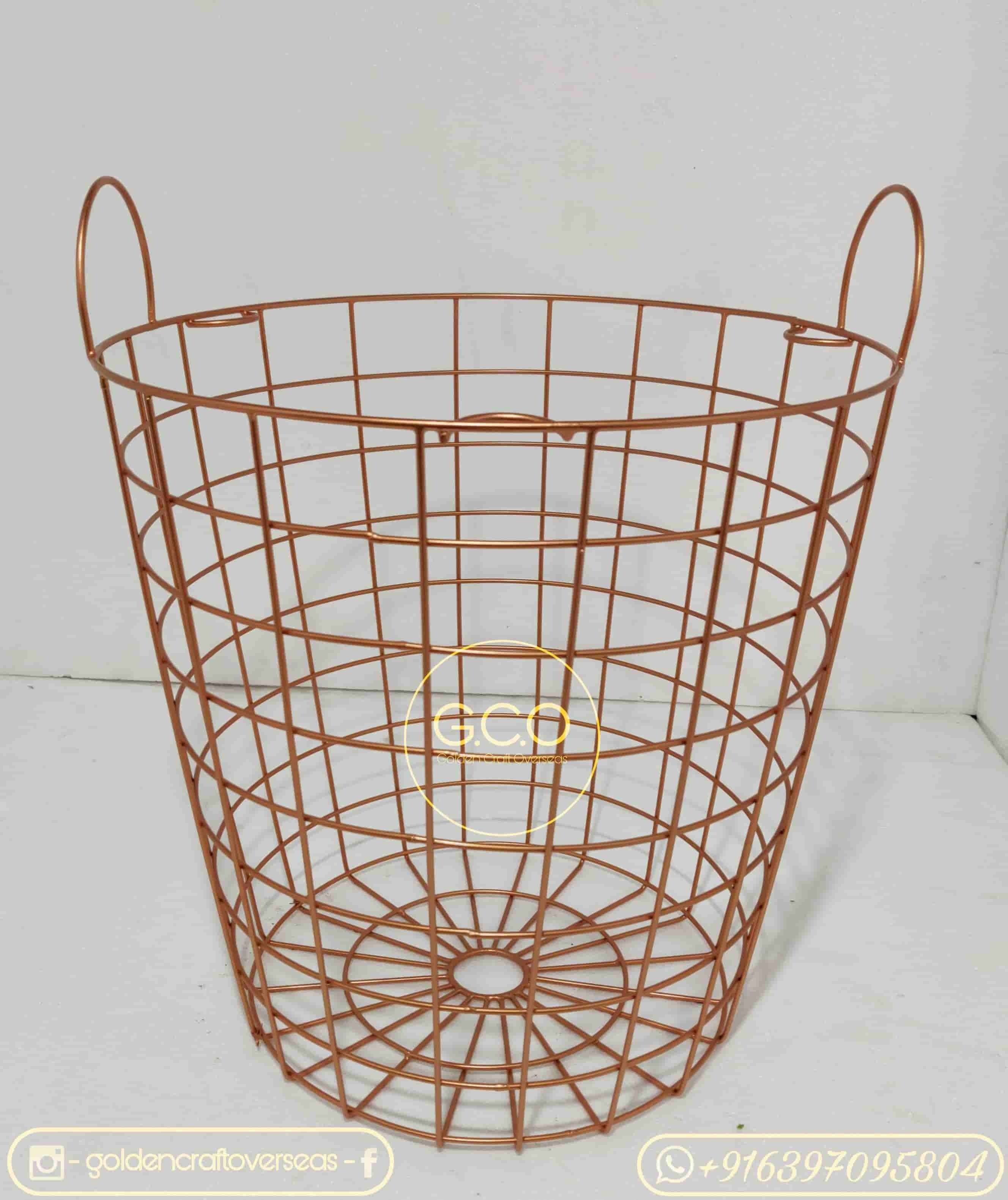 Modish Basket with Lid in Rose Gold Powder Coated finish for laundry and storage purposes