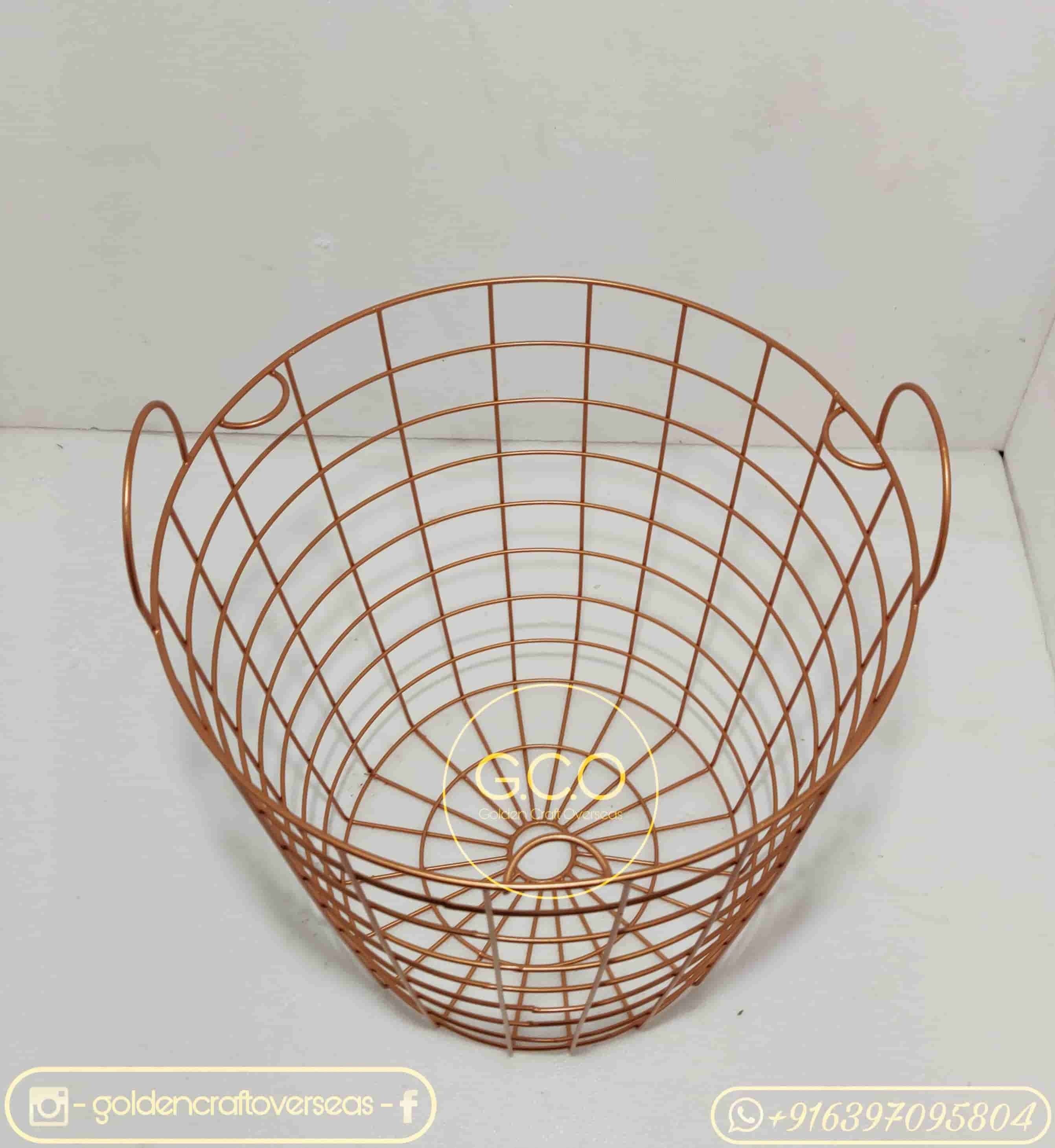 Modish Basket with Lid in Rose Gold Powder Coated finish for laundry and storage purposes