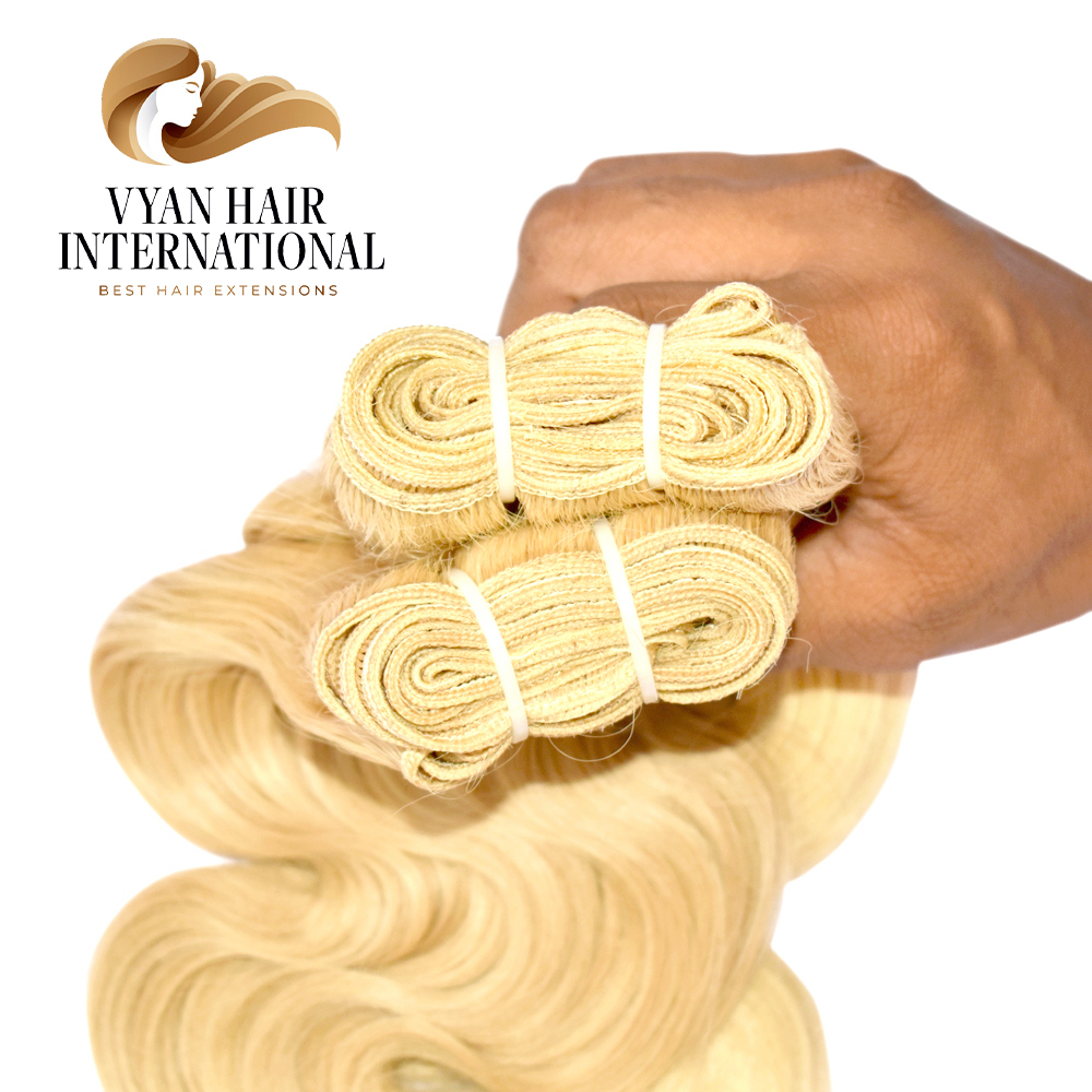 Blonde Human Hair Extensions Bundles 100% Unprocessed Full Cuticle Virgin Hair Extensions