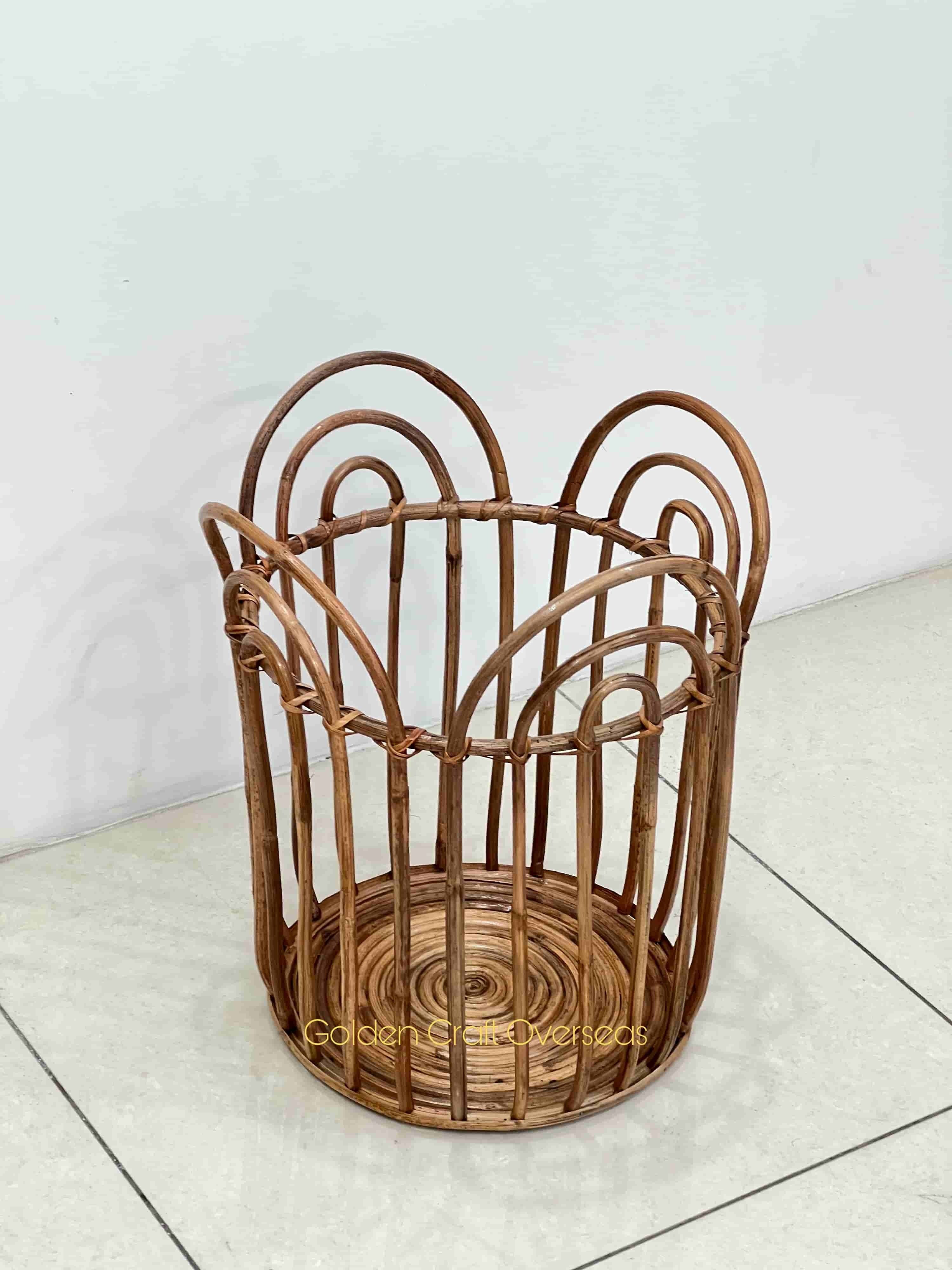 Traditional Cane Laundry basket with natural finish