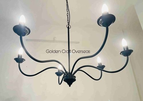 Matte Black Iron CHandelier with six arms holder fitting indoor lighting