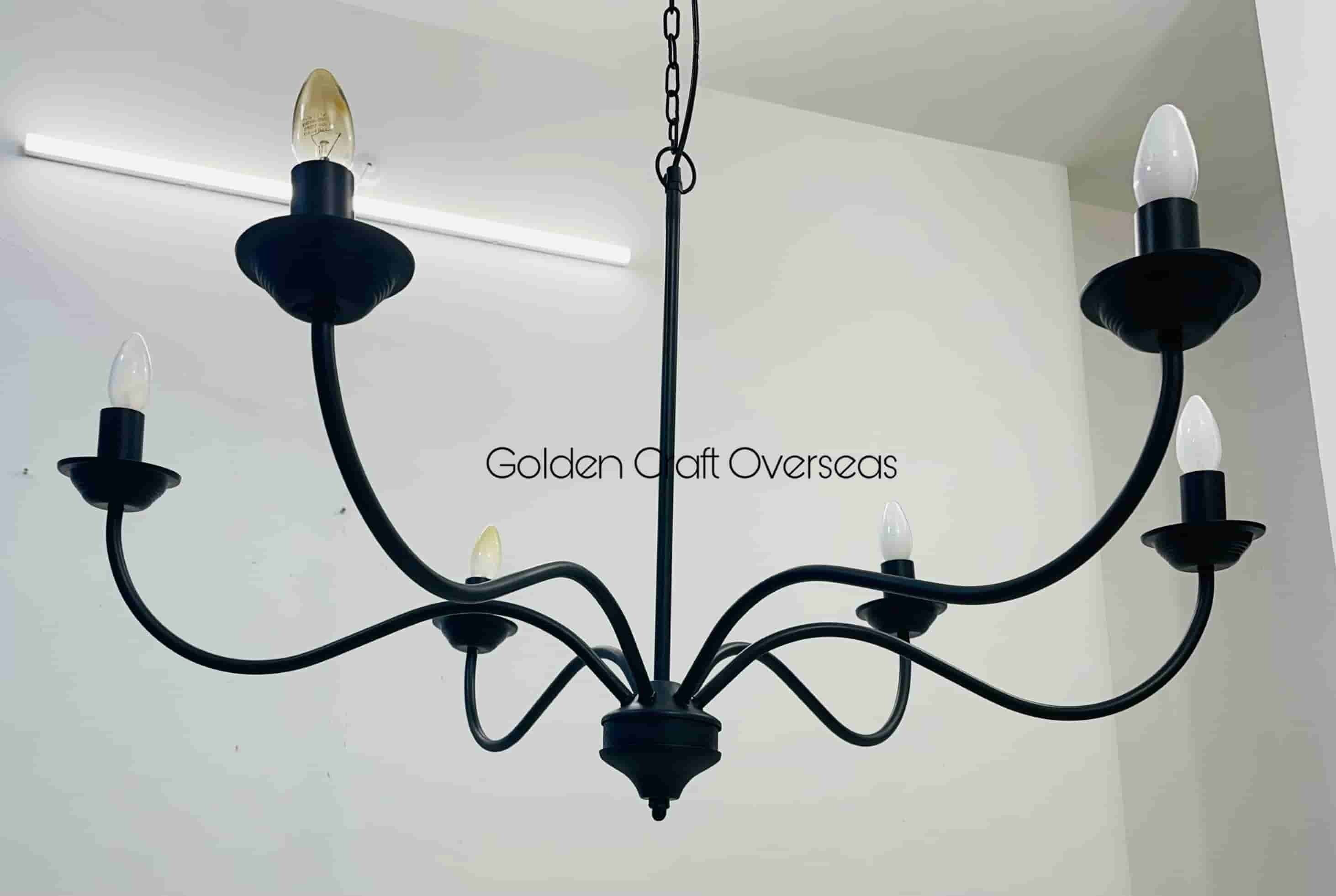 Matte Black Iron CHandelier with six arms holder fitting indoor lighting